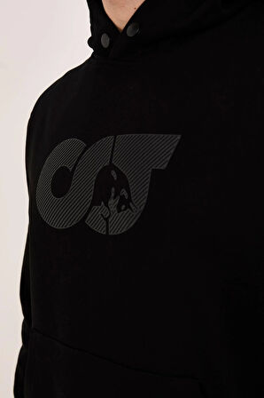 %100 Pamuk Relax Fit Erkek Hoodie – Ön Baskılı Kapüşonlu Sweatshirt