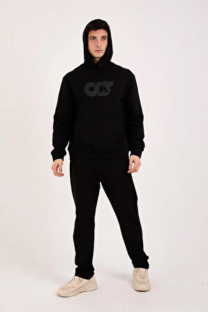 %100 Pamuk Relax Fit Erkek Hoodie – Ön Baskılı Kapüşonlu Sweatshirt