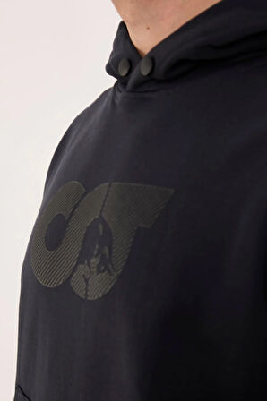 %100 Pamuk Relax Fit Erkek Hoodie – Ön Baskılı Kapüşonlu Sweatshirt