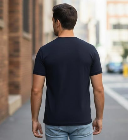%100 Pamuklu Bisiklet Yaka Erkek Slim Fit Basic T-Shirt