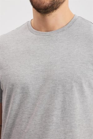 (3'Lü Paket) Bisiklet Yaka Erkek Slim Fit Basic T-Shirt %100 Pamuk