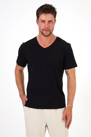 (3'Lü Paket) %100 Pamuklu V Yaka Slim Fit Basic Erkek T-Shirt