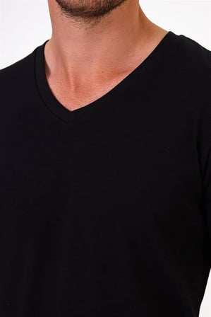 (3'Lü Paket) %100 Pamuklu V Yaka Slim Fit Basic Erkek T-Shirt