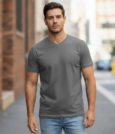 (3'Lü Paket) %100 Pamuklu V Yaka Slim Fit Basic Erkek T-Shirt
