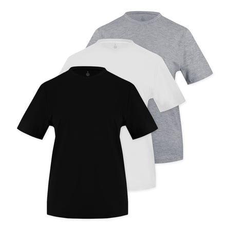 (3 Renk 3'Lü Paket) %100 Pamuklu Bisiklet Yaka Slim Fit Basic Kadın T-Shirt