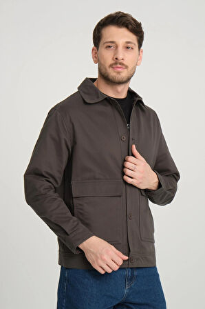 Erkek Regular Fit Gabardin Ceket - Mont