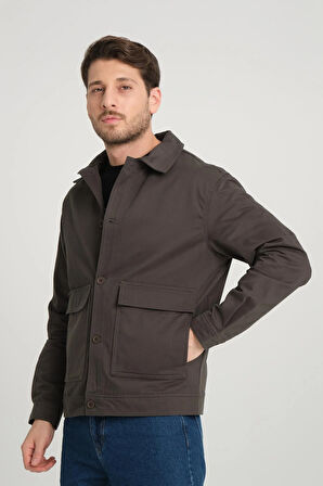 Erkek Regular Fit Gabardin Ceket - Mont