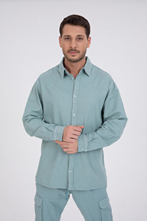 %100 Pamuk, İp Bağlamalı Kargo Jogger + Gabardin Gömlek Takım