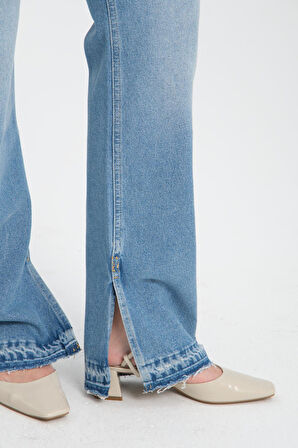%100 Pamuk, Yüksek Bel Wide Leg Jeans