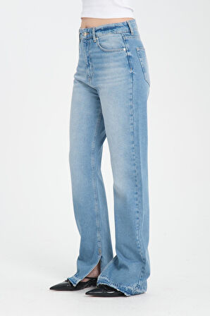 %100 Pamuk, Yüksek Bel Wide Leg Jeans