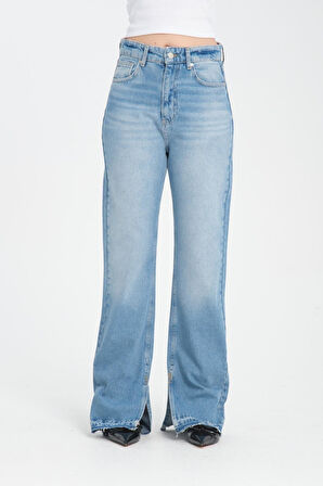 %100 Pamuk, Yüksek Bel Wide Leg Jeans