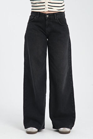 Yüksek Bel Wide Leg %100 Pamuk Jean Pantolon