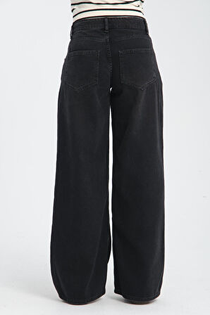 Yüksek Bel Wide Leg %100 Pamuk Jean Pantolon