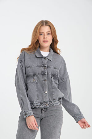 %100 Pamuk Kadın Kot Ceket - Cepli ve Şık Tasarım