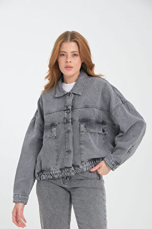 %100 Pamuk Kadın Kot Ceket - Cepli ve Şık Tasarım