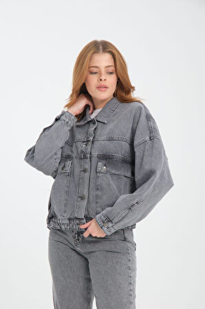 %100 Pamuk Kadın Kot Ceket - Cepli ve Şık Tasarım