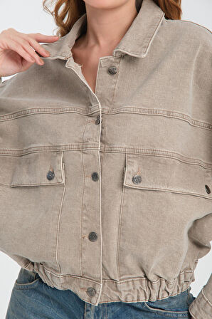 %100 Pamuk Kadın Kot Ceket - Cepli ve Şık Tasarım