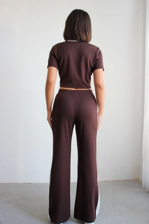 Kadın Hakim Yaka Fermuarlı ve Garnili Crop Üst Alt Modal Takım