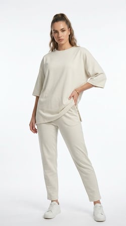 Kacın Oversize Kesim Kısa Kol Basic Modal İkili Takım