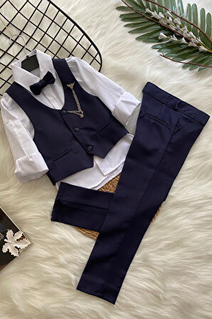 Zincirli Begos Erkek Çocuk Takım Elbise Lacivert