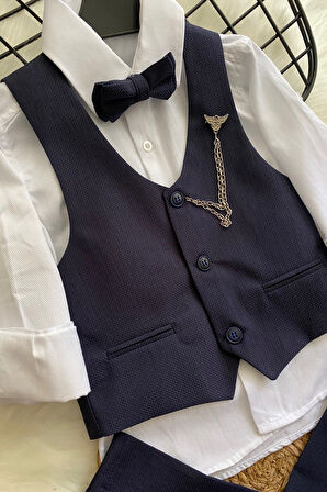 Zincirli Begos Erkek Çocuk Takım Elbise Lacivert