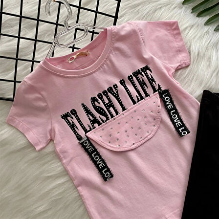 Flashy Life Taytlı Kız Çocuk Takım Pembe