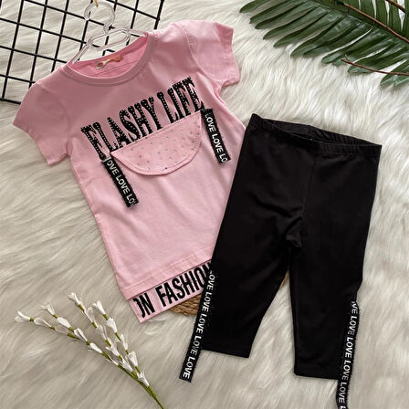 Flashy Life Taytlı Kız Çocuk Takım Pembe