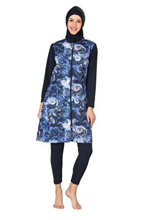 Tam Kapalı Paraşüt Kumaş Tesettür Mayo 3064-b