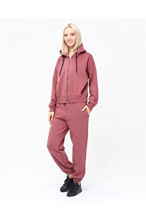 Kadın Tam Fermuarlı Crop Sweatshirt 5503g