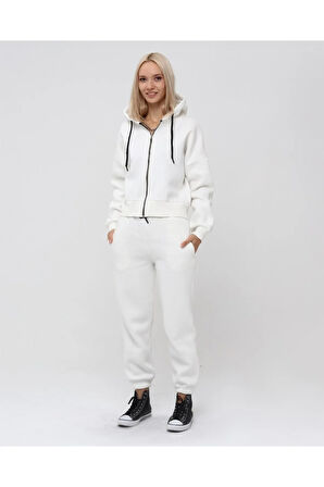 Kadın Tam Fermuarlı Crop Sweatshirt 5503b