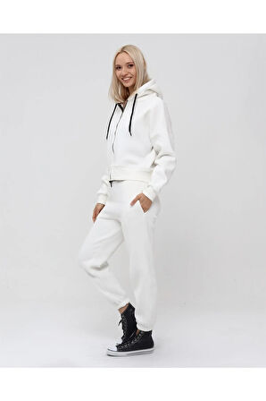 Kadın Tam Fermuarlı Crop Sweatshirt 5503b