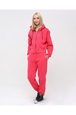 Kadın Tam Fermuarlı Crop Sweatshirt 5503f