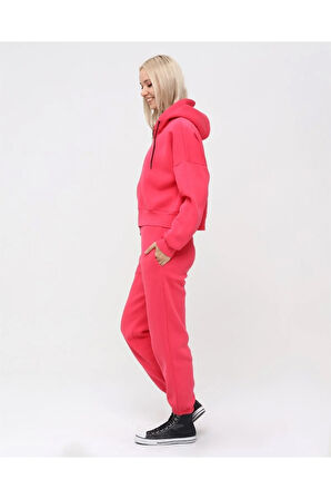 Kadın Tam Fermuarlı Crop Sweatshirt 5503f