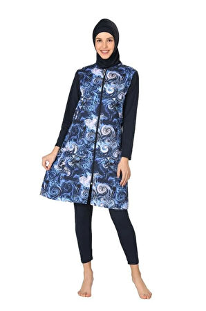 Tam Kapalı Paraşüt Kumaş Tesettür Mayo 3064-b