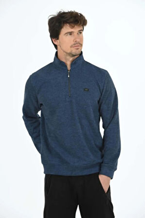 Erkek Supersoft Yarım fermuar Yakalı Selanik Kumaş Sweatshirt 5237-S