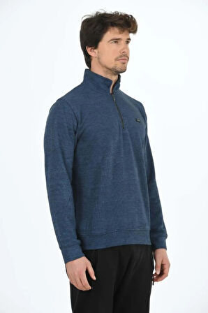 Erkek Supersoft Yarım fermuar Yakalı Selanik Kumaş Sweatshirt 5237-S
