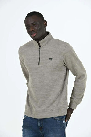 Erkek Supersoft Yarım fermuar Yakalı Selanik Kumaş Sweatshirt 5237-S