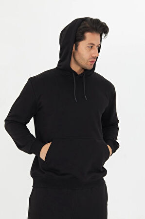 Şardonsuz 3 iplik Pamuklu Basic Kapüşonlu Unisex Eşofman Takımı 5737