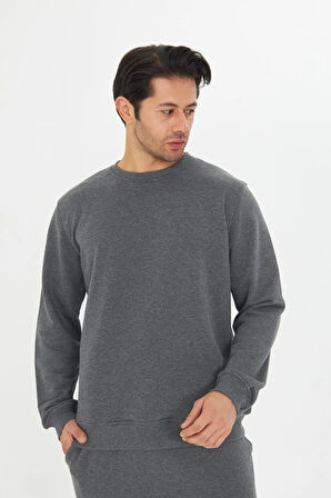 Şardonsuz 3 iplik Pamuklu Basic Bisiklet Yaka Unisex Eşofman Takımı 5738