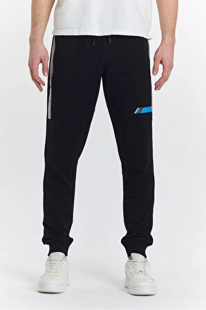 Erkek Pamuklu Baskılı Eşofman Altı Siyah 5425-S