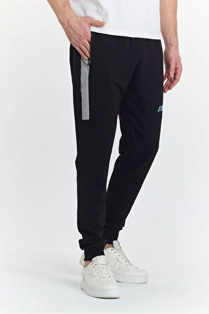 Erkek Pamuklu Baskılı Eşofman Altı Siyah 5425-S