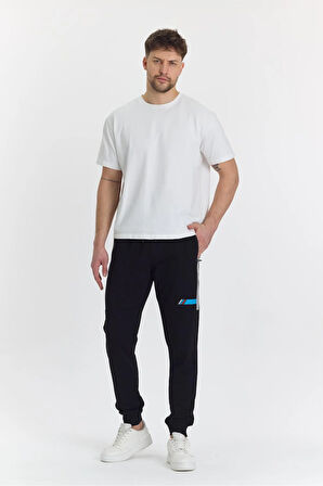 Erkek Pamuklu Baskılı Eşofman Altı Siyah 5425-S