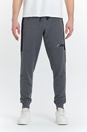 Erkek Pamuklu Baskılı Eşofman Altı Antrasit Melanj 5425-A 