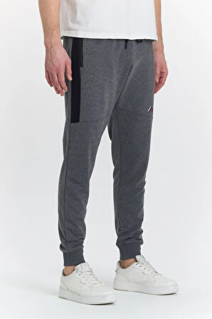 Erkek Pamuklu Baskılı Eşofman Altı Antrasit Melanj 5425-A 