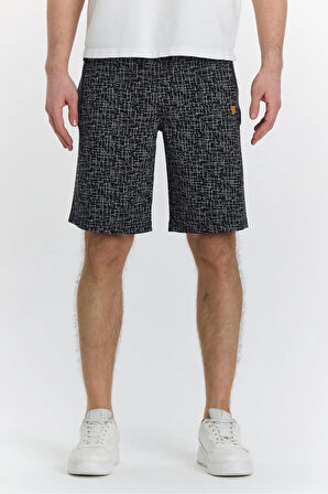 Erkek Polycotton Baskılı Şort Lacivert 6047-L