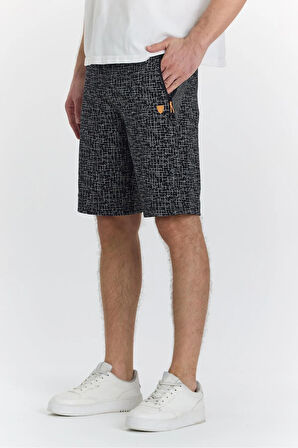 Erkek Polycotton Baskılı Şort Lacivert 6047-L