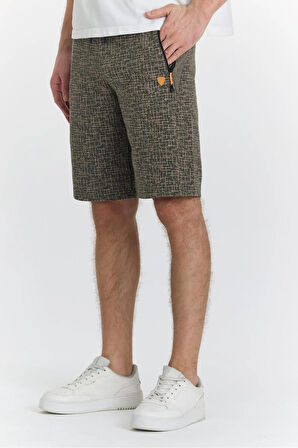 Erkek Polycotton Baskılı Şort Lacivert 6047-L