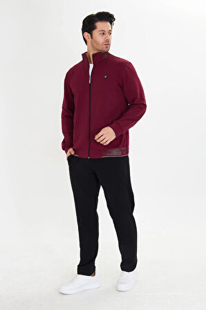 Pamuklu Tam Fermuarlı Erkek Eşofman Takımı Siyah 5751-S