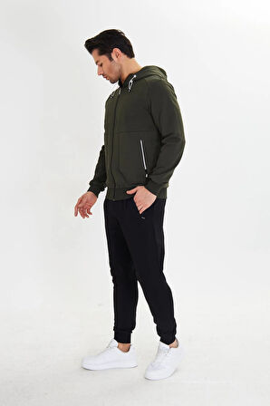 Pamuklu Kapüşonlu Erkek Eşofman Takımı Siyah 5746-S