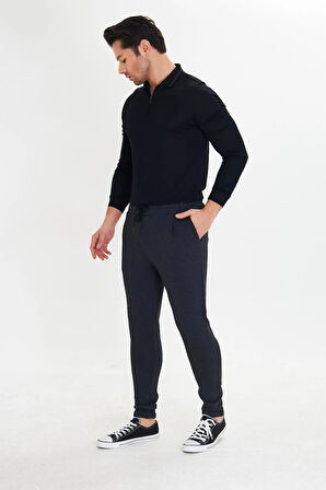 Erkek Polycotton Esnek Jogger Pantalon Siyah 5801-S